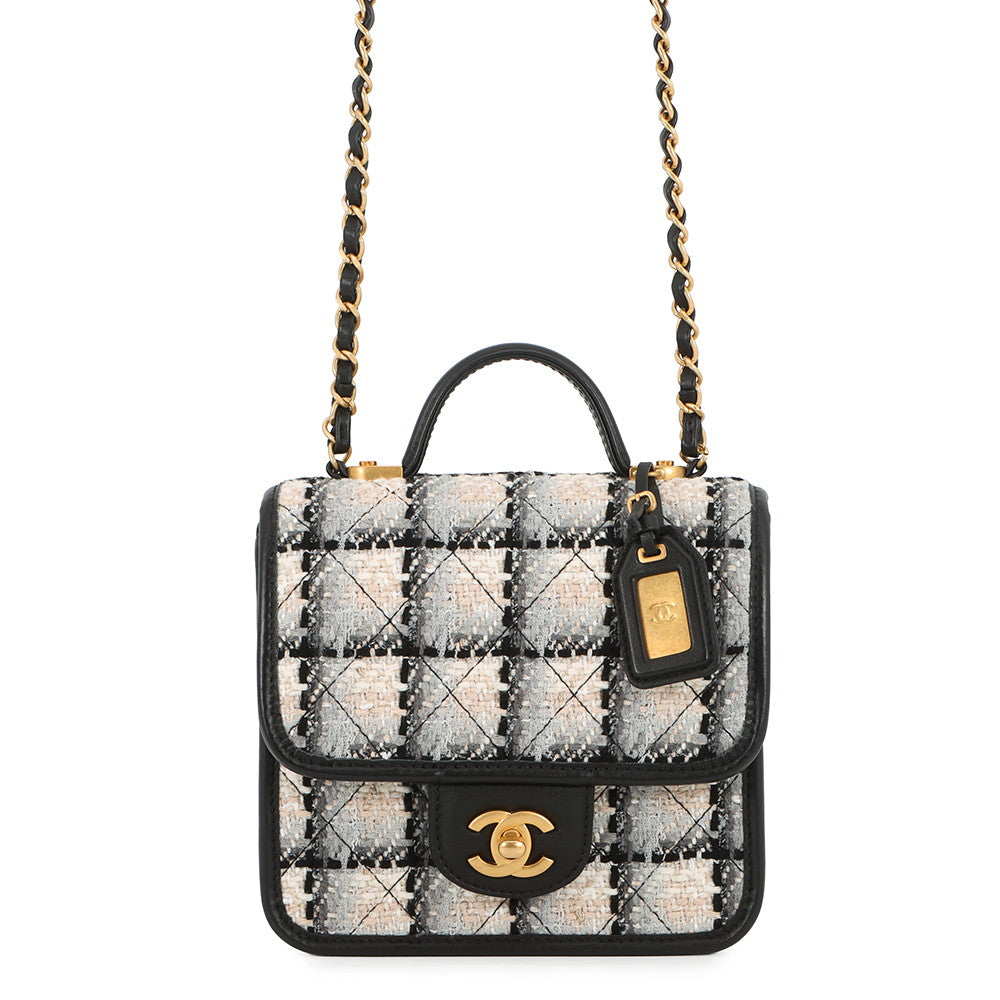 CHANEL Top handle ChainShoulder White/Black/MulticolorAS3652 Tweed Lambskin