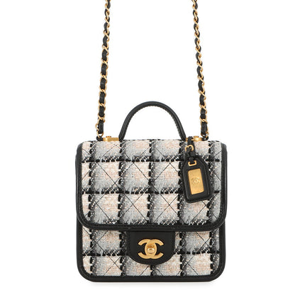 CHANEL Top handle ChainShoulder White/Black/MulticolorAS3652 Tweed Lambskin