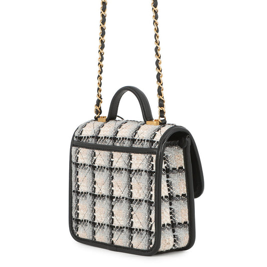 CHANEL Top handle ChainShoulder White/Black/MulticolorAS3652 Tweed Lambskin