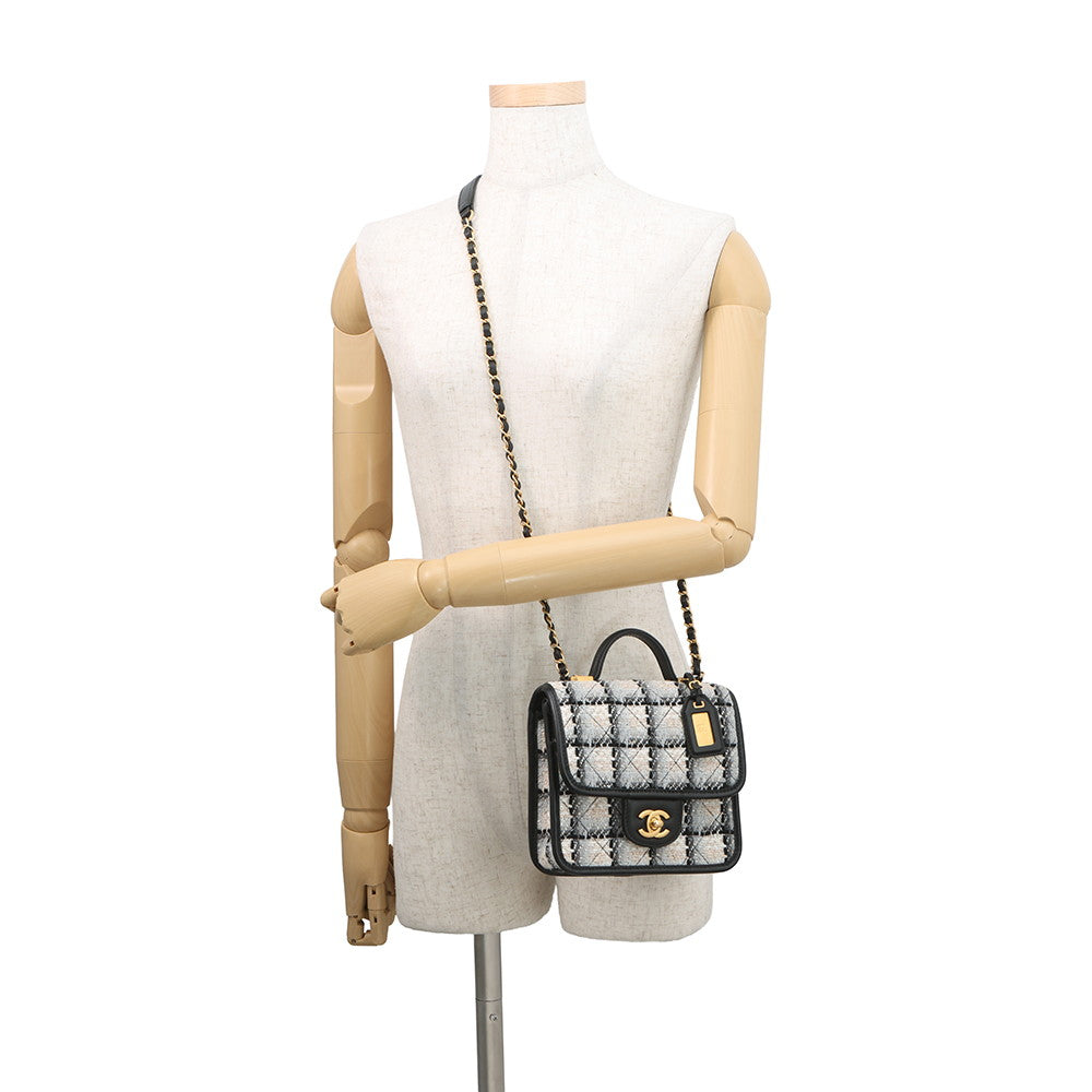 CHANEL Top handle ChainShoulder White/Black/MulticolorAS3652 Tweed Lambskin