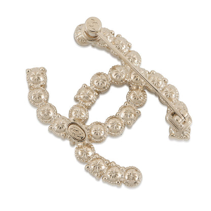 CHANEL Faux Pearl CC Logo Brooch WhiteABA144 Metal Faux Pearl Rhinestone