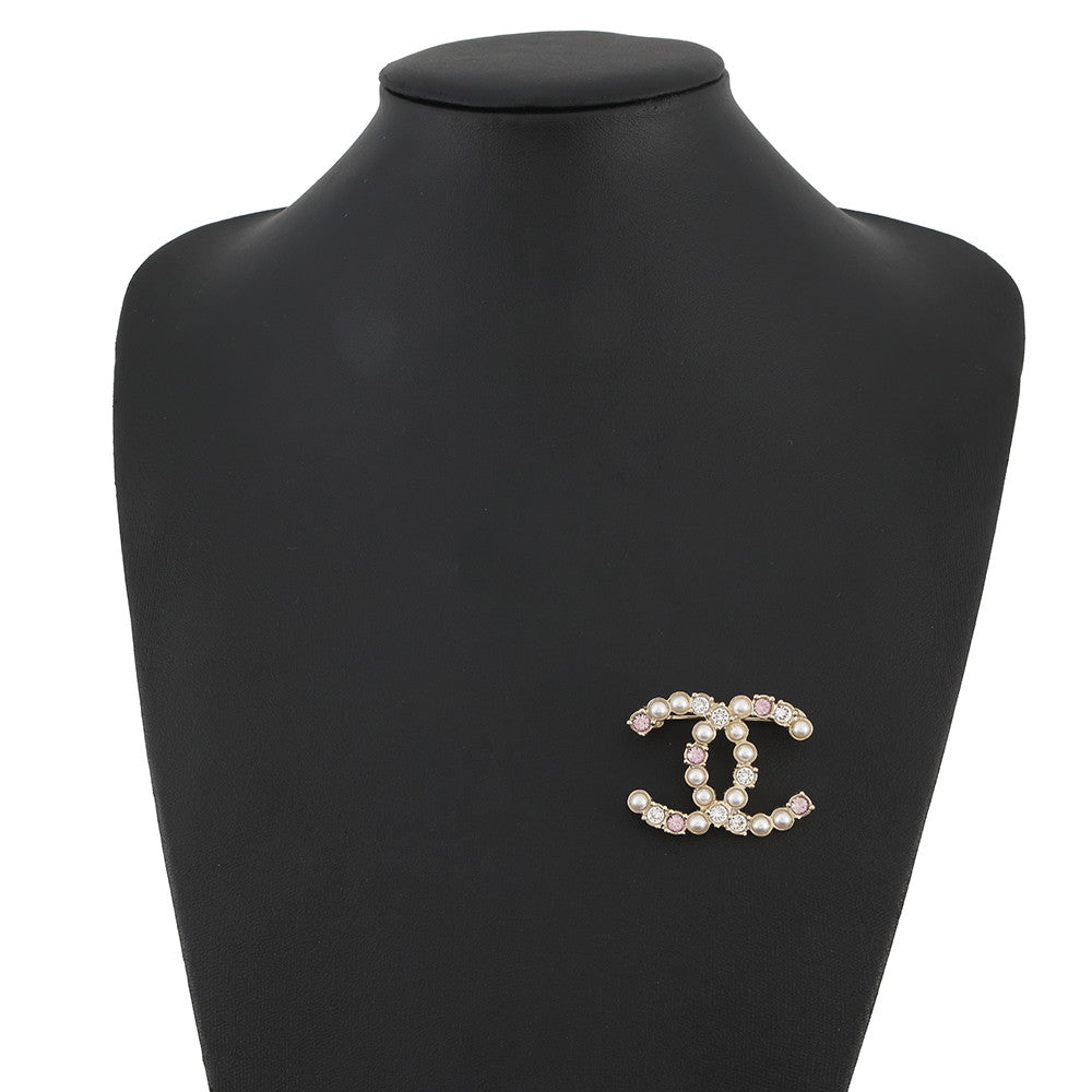 CHANEL Faux Pearl CC Logo Brooch WhiteABA144 Metal Faux Pearl Rhinestone