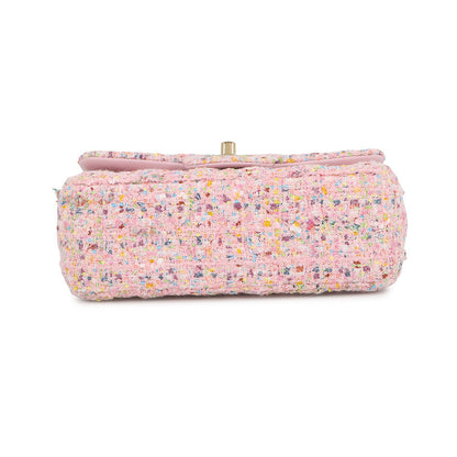 CHANEL Mini Matelasse ChainShoulder Bag PinkA69900 Tweed Sequins Size 20