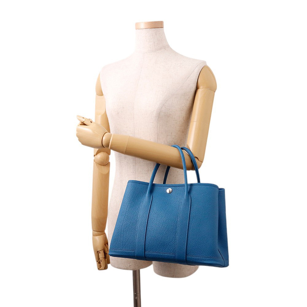 HERMES Garden Party Blue Wooturmail Negonda Leather Size TPM