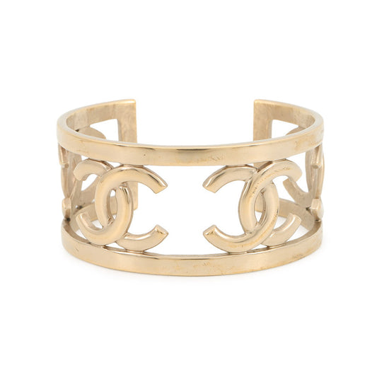 CHANEL CC Logo Bangle Gold Gold Plated