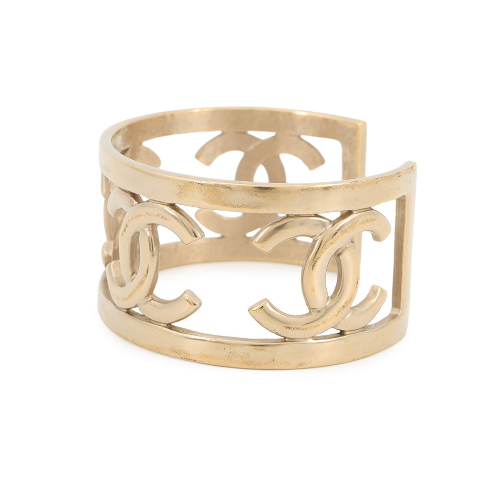 CHANEL CC Logo Bangle Gold Gold Plated