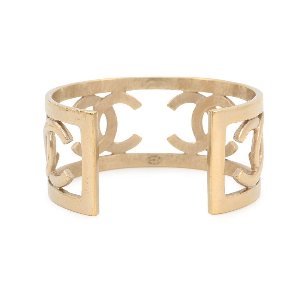 CHANEL CC Logo Bangle Gold Gold Plated