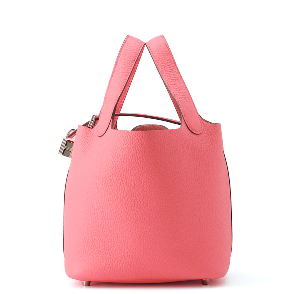 HERMES Picotin Lock Rose Azalee Taurillon Clemence Size PM