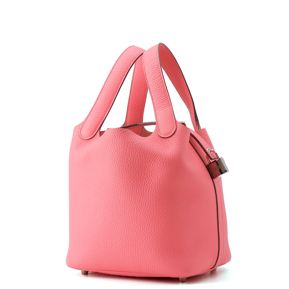 HERMES Picotin Lock Rose Azalee Taurillon Clemence Size PM
