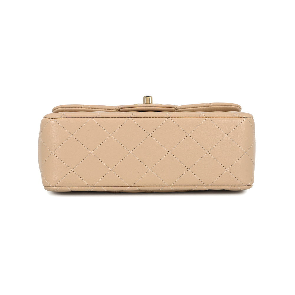 CHANEL Matelasse Top Handle Mini Flap Bag BeigeAS2431 Lambskin