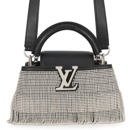 LOUIS VUITTON Capucines EW 25 Stainless Steel Collection BlackM14814 Calf Leather Rhinestone Size Mini