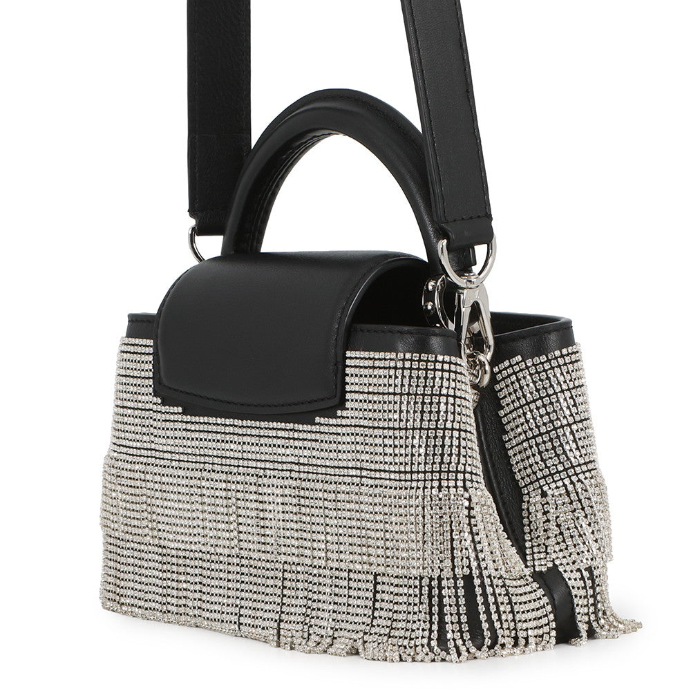 LOUIS VUITTON Capucines EW 25 Stainless Steel Collection BlackM14814 Calf Leather Rhinestone Size Mini