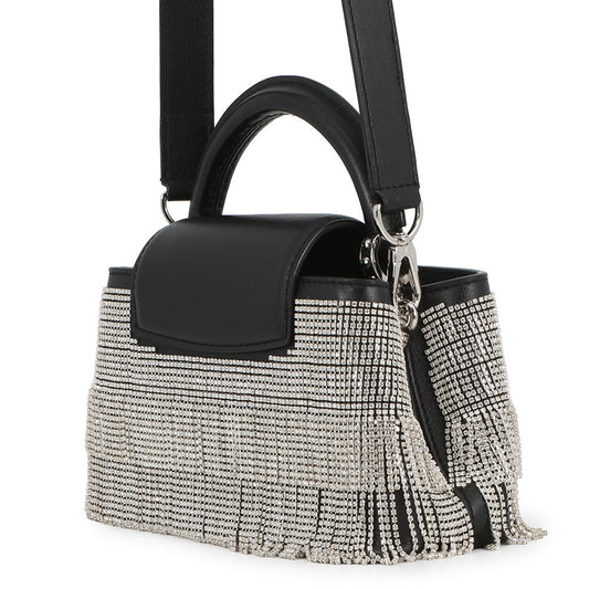 LOUIS VUITTON Capucines EW 25 Stainless Steel Collection BlackM14814 Calf Leather Rhinestone Size Mini