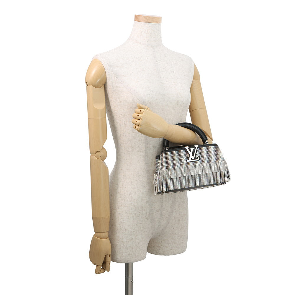 LOUIS VUITTON Capucines EW 25 Stainless Steel Collection BlackM14814 Calf Leather Rhinestone Size Mini