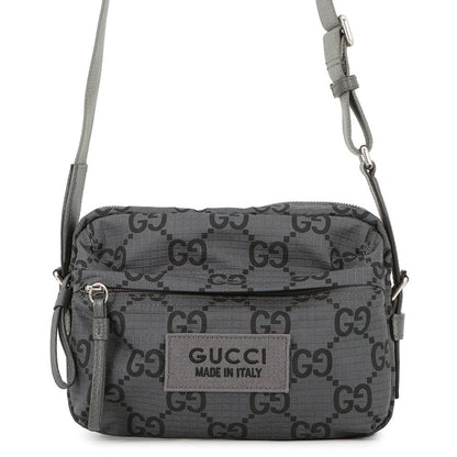GUCCI ECONYLON GG Shoulder Bag Gray/Black767931 GG Polyester Size Medium