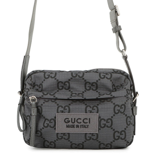 GUCCI ECONYLON GG Shoulder Bag Gray/Black767931 GG Polyester Size Medium
