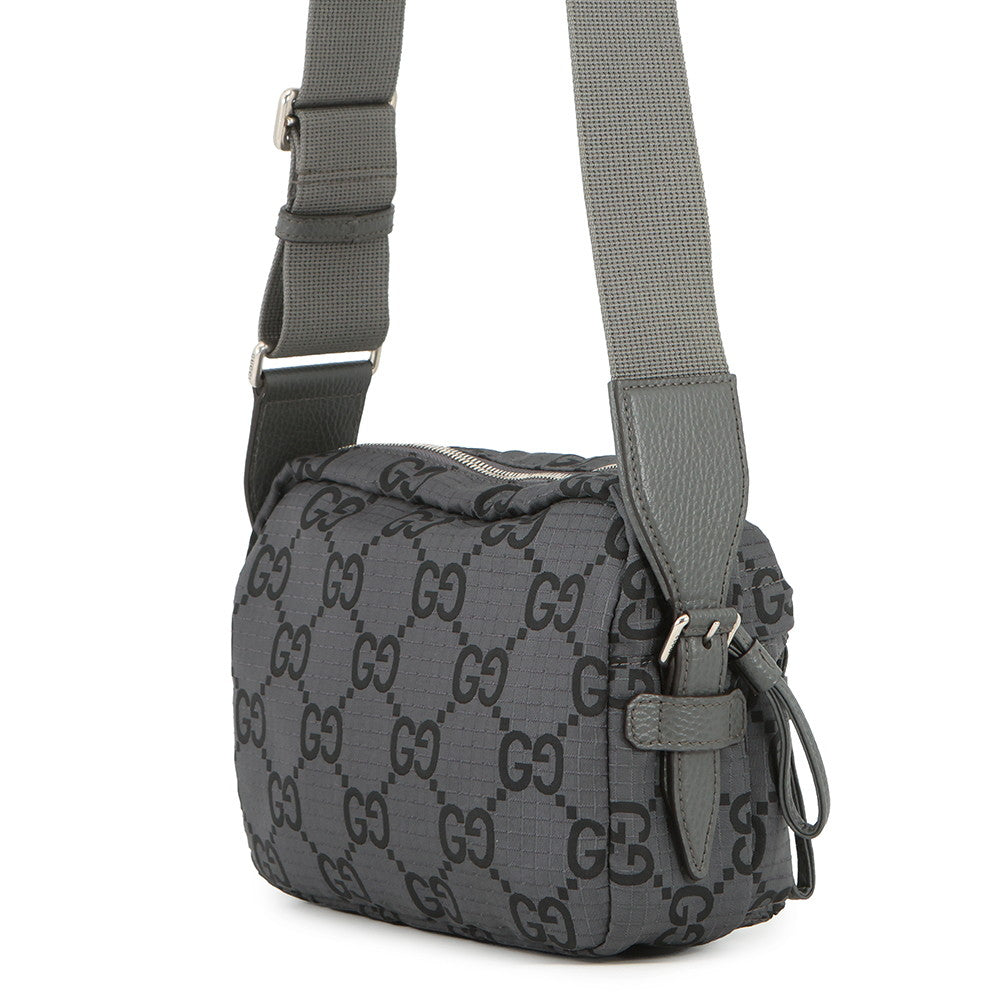 GUCCI ECONYLON GG Shoulder Bag Gray/Black767931 GG Polyester Size Medium