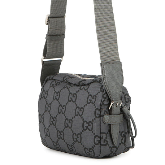 GUCCI ECONYLON GG Shoulder Bag Gray/Black767931 GG Polyester Size Medium