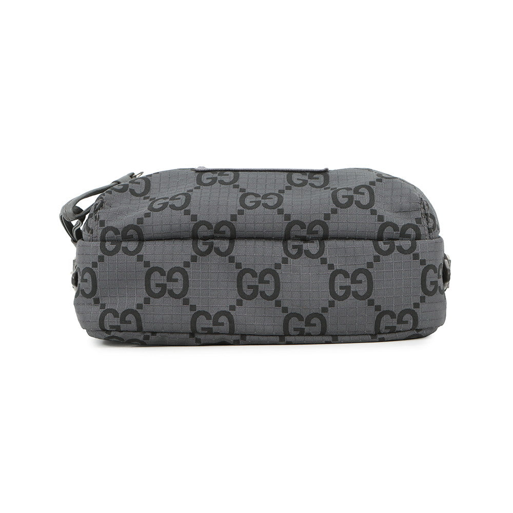 GUCCI ECONYLON GG Shoulder Bag Gray/Black767931 GG Polyester Size Medium