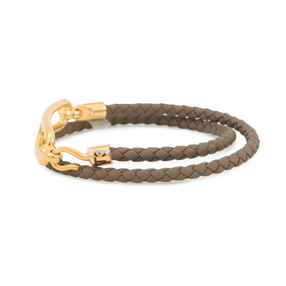 HERMES Roulis Double Tour Bracelet Size T3 Etoupe Swift Leather