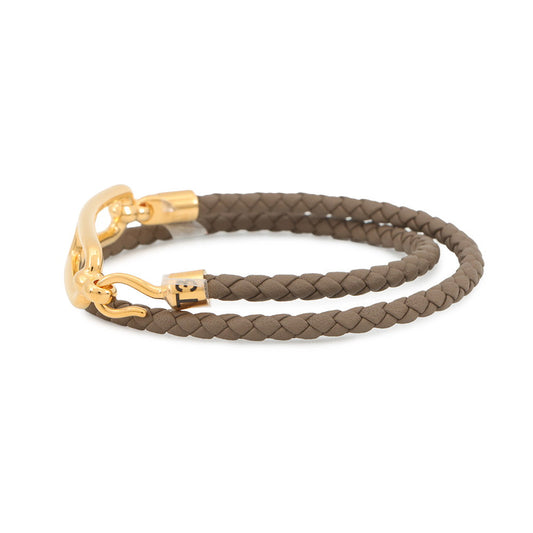 HERMES Roulis Double Tour Bracelet Size T3 Etoupe Swift Leather