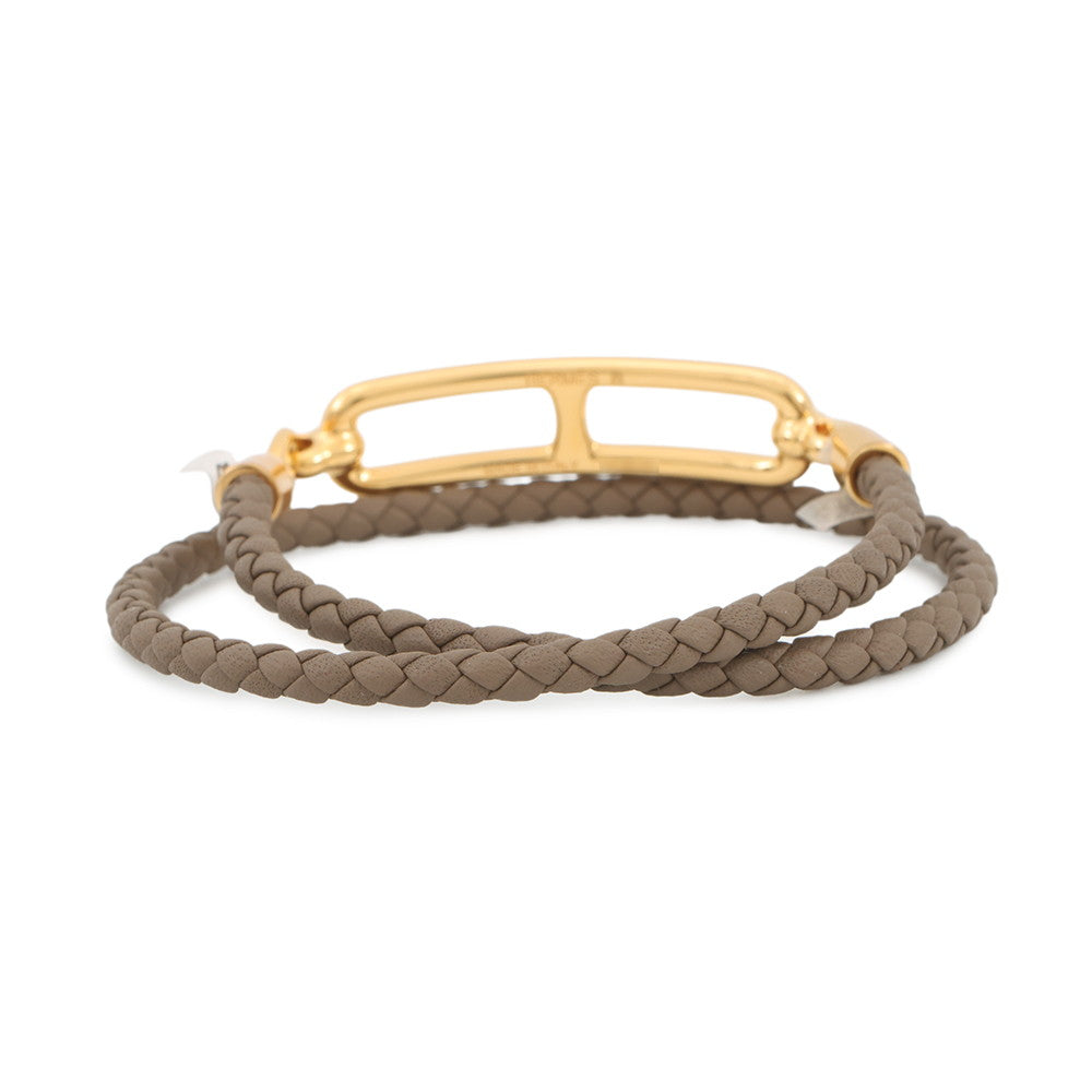 HERMES Roulis Double Tour Bracelet Size T3 Etoupe Swift Leather