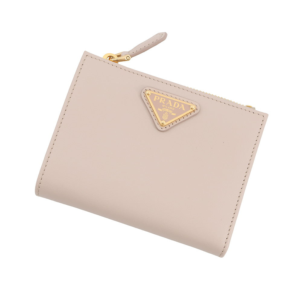PRADA Triangle Logo Compact Wallet Jasmin Flower1ML050 Leather