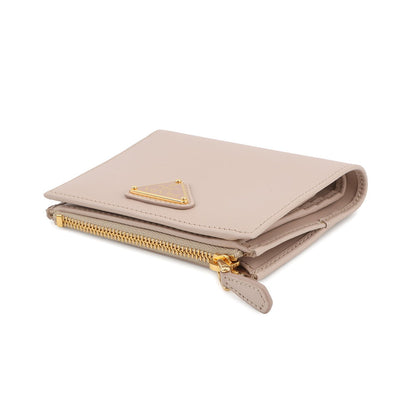 PRADA Triangle Logo Compact Wallet Jasmin Flower1ML050 Leather