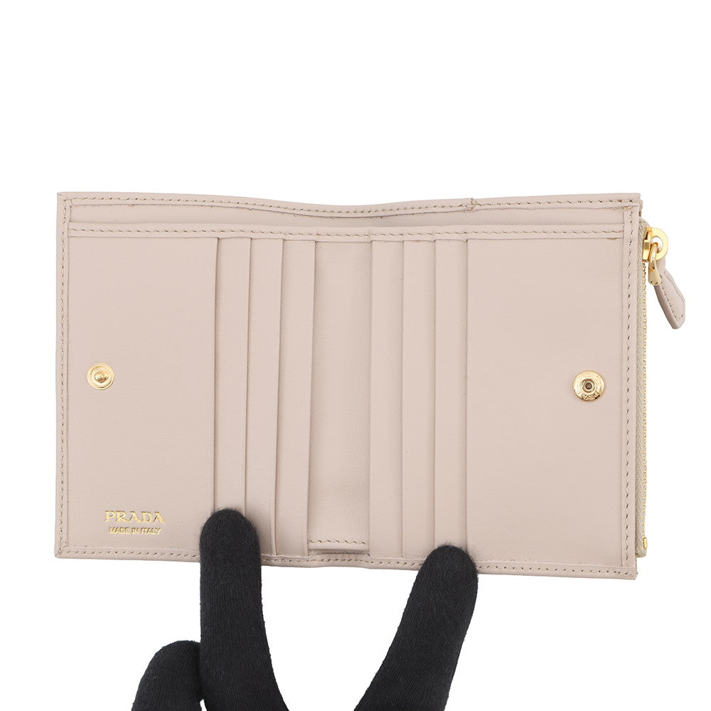 PRADA Triangle Logo Compact Wallet Jasmin Flower1ML050 Leather