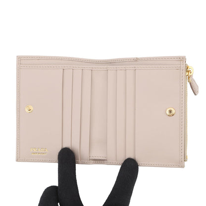 PRADA Triangle Logo Compact Wallet Jasmin Flower1ML050 Leather