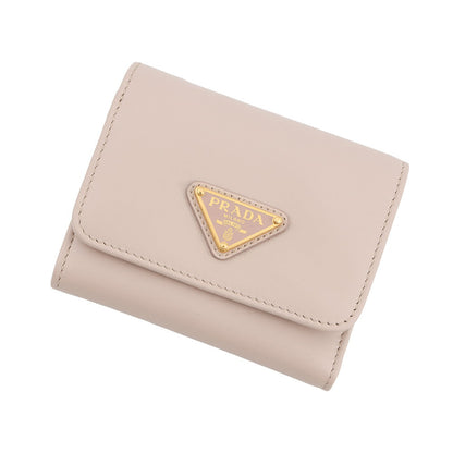 PRADA Triangle Logo Tri-fold Wallet Jasmin Flower1MH043 Leather