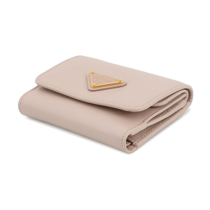 PRADA Triangle Logo Tri-fold Wallet Jasmin Flower1MH043 Leather