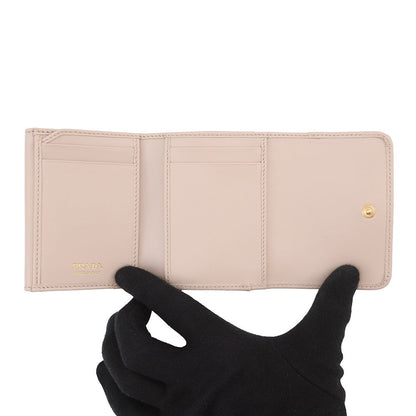 PRADA Triangle Logo Tri-fold Wallet Jasmin Flower1MH043 Leather