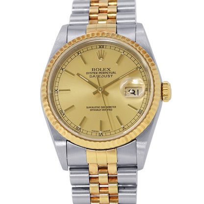 ROLEX Datejust W36mm Stainless Steel 18KYG Champagne Dial16233