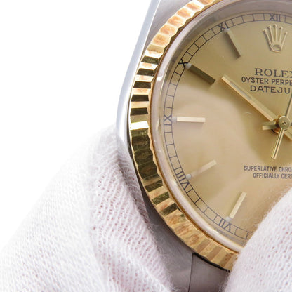 ROLEX Datejust W36mm Stainless Steel 18KYG Champagne Dial16233
