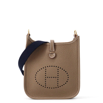 HERMES Evelyne Amazon Long Etoupe/Blue Indigo Taurillon Clemence Size TPM