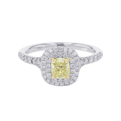 TIFFANY&Co. Soleste Cushion Cut Yellow Diamond Ring Size Approximately No. 9 Pt950 K18YG