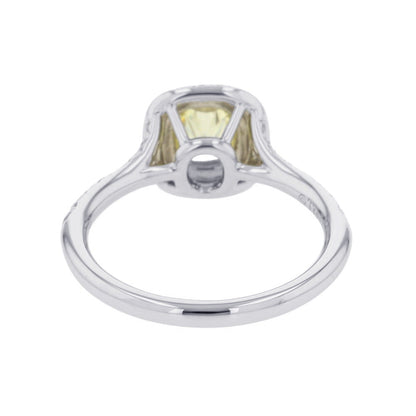 TIFFANY&Co. Soleste Cushion Cut Yellow Diamond Ring Size Approximately No. 9 Pt950 K18YG