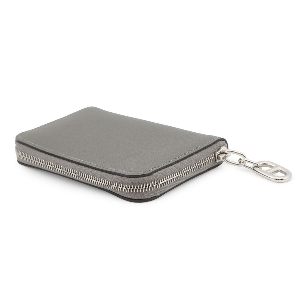HERMES Zip Ango Chaine d'Ancre Card Case Gris Meyer Evercolor