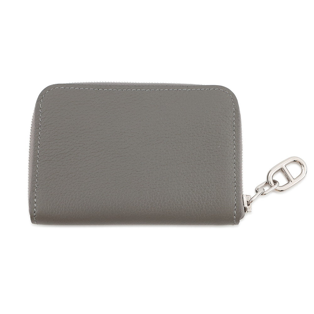 HERMES Zip Ango Chaine d'Ancre Card Case Gris Meyer Evercolor