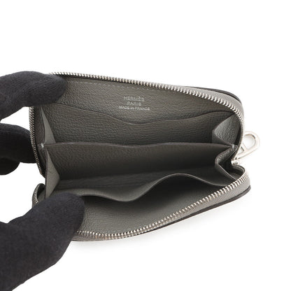 HERMES Zip Ango Chaine d'Ancre Card Case Gris Meyer Evercolor
