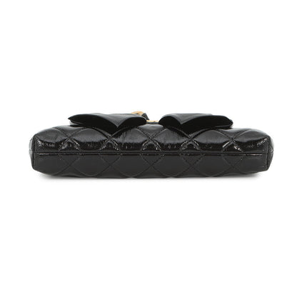 CHANEL Ribbon Chain Clutch Bag BlackAP4029 Patent Leather