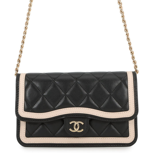 CHANEL Flap Phone Case Black/BeigeAP3559 Lambskin
