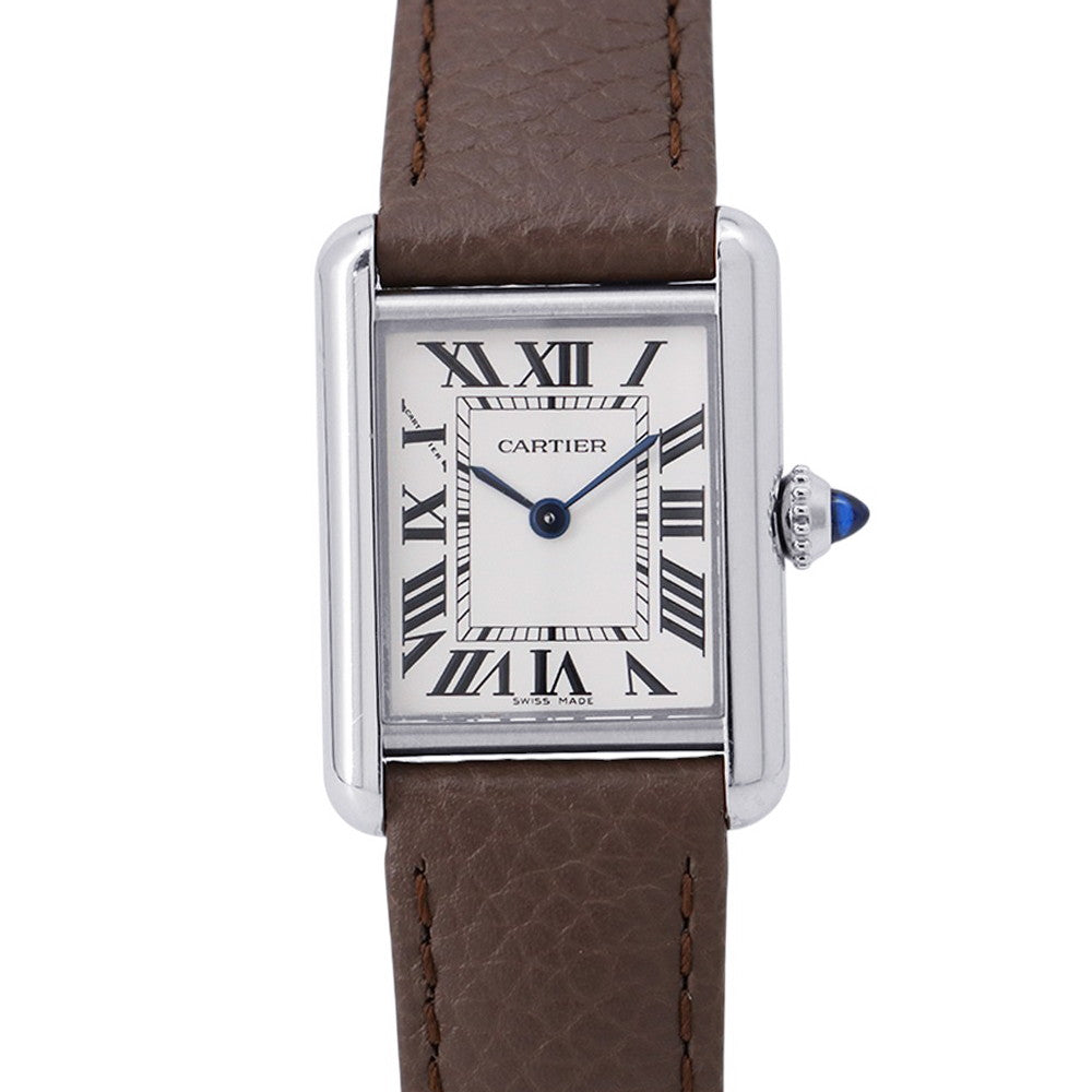 CARTIER tank mast SM H29.5mmxW22mm Stainless Steel Leather Silver DialWSTA0042