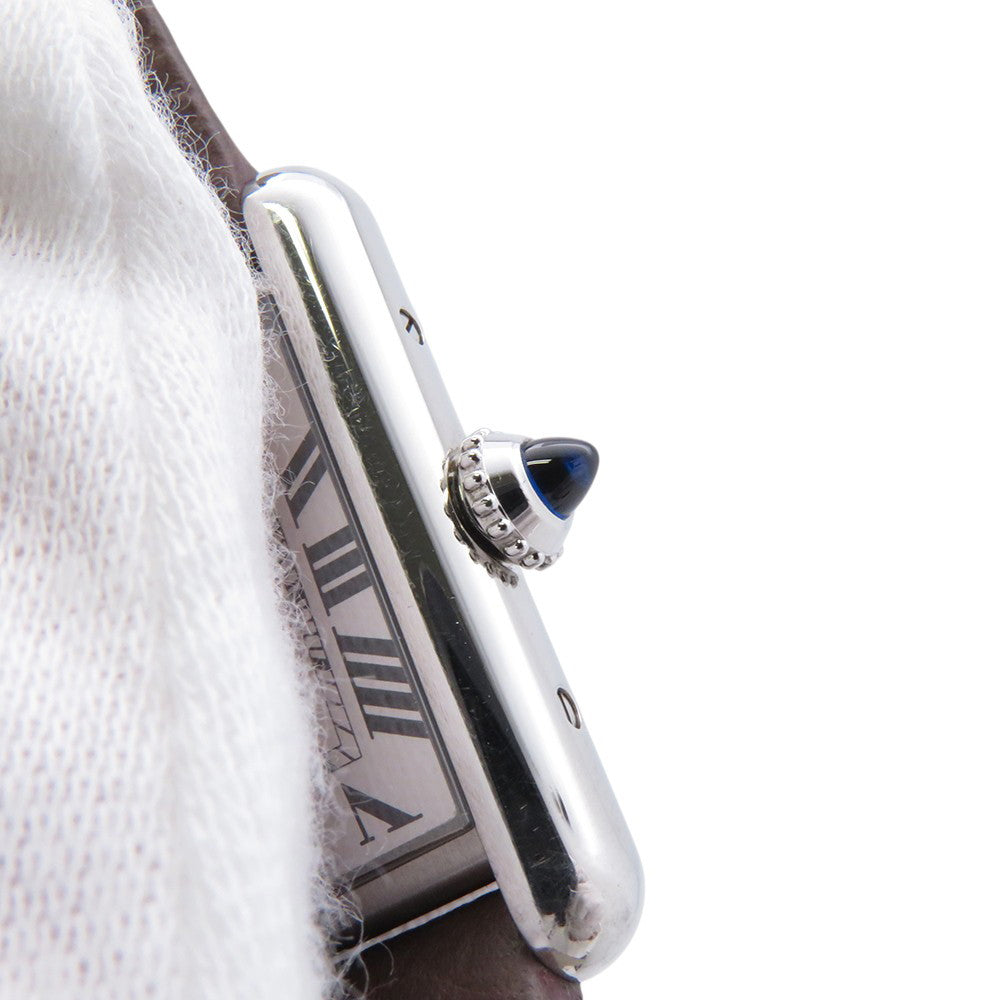 CARTIER tank mast SM H29.5mmxW22mm Stainless Steel Leather Silver DialWSTA0042