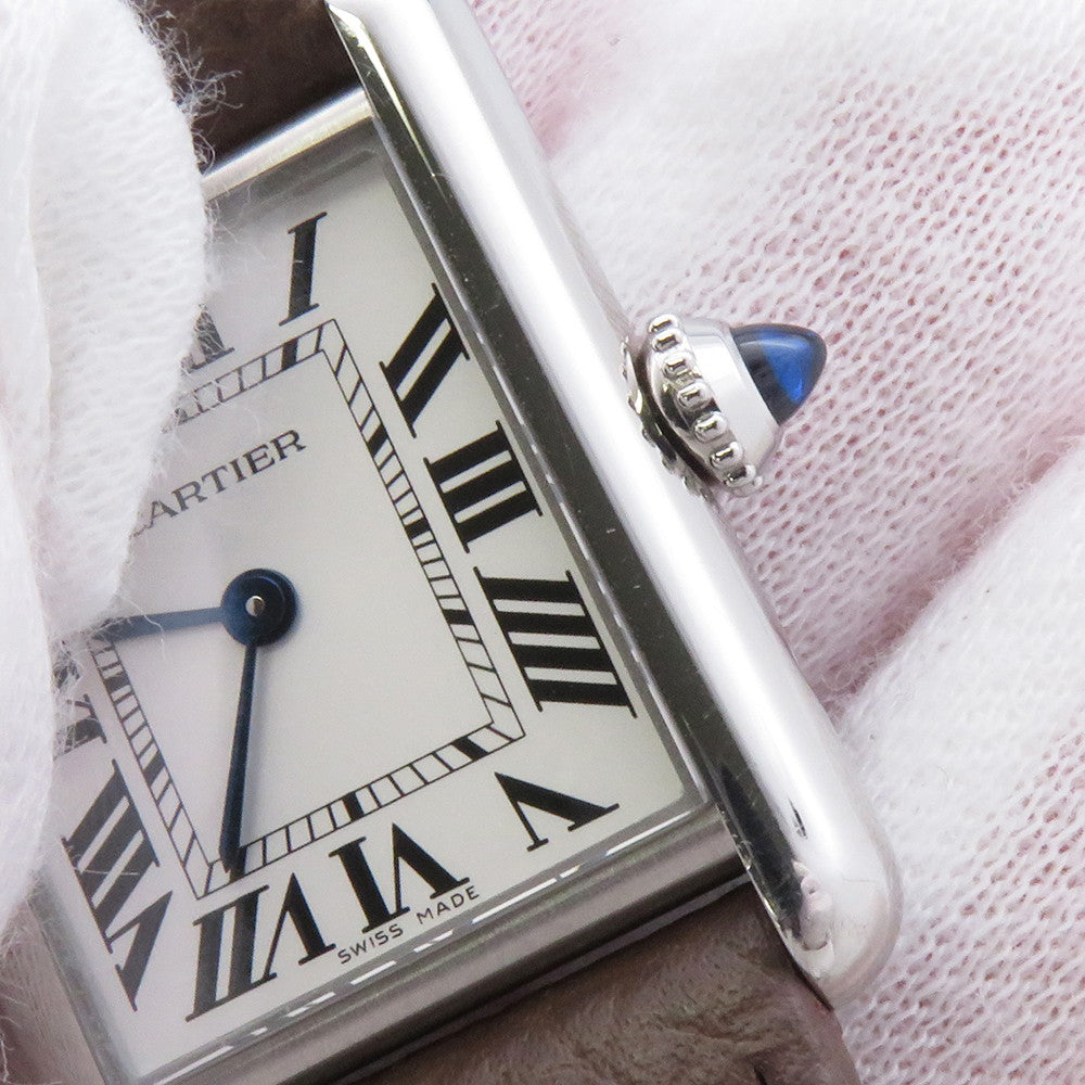 CARTIER tank mast SM H29.5mmxW22mm Stainless Steel Leather Silver DialWSTA0042