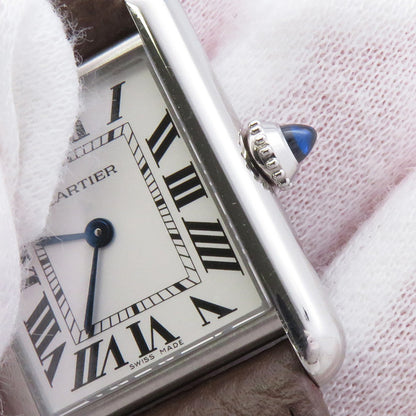 CARTIER tank mast SM H29.5mmxW22mm Stainless Steel Leather Silver DialWSTA0042