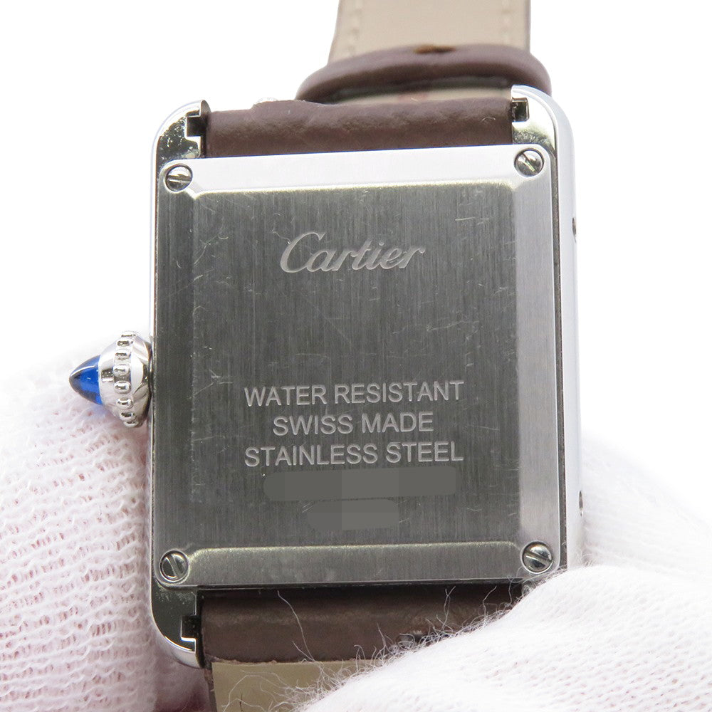 CARTIER tank mast SM H29.5mmxW22mm Stainless Steel Leather Silver DialWSTA0042