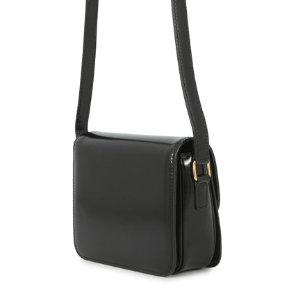 CELINE Teen Triomphe Shoulder Bag Black188423 Shiny Calf Leather