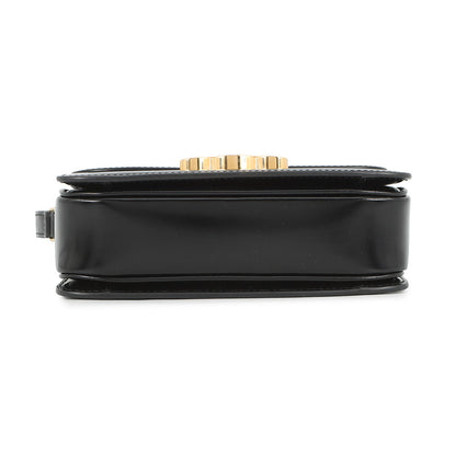 CELINE Teen Triomphe Shoulder Bag Black188423 Shiny Calf Leather